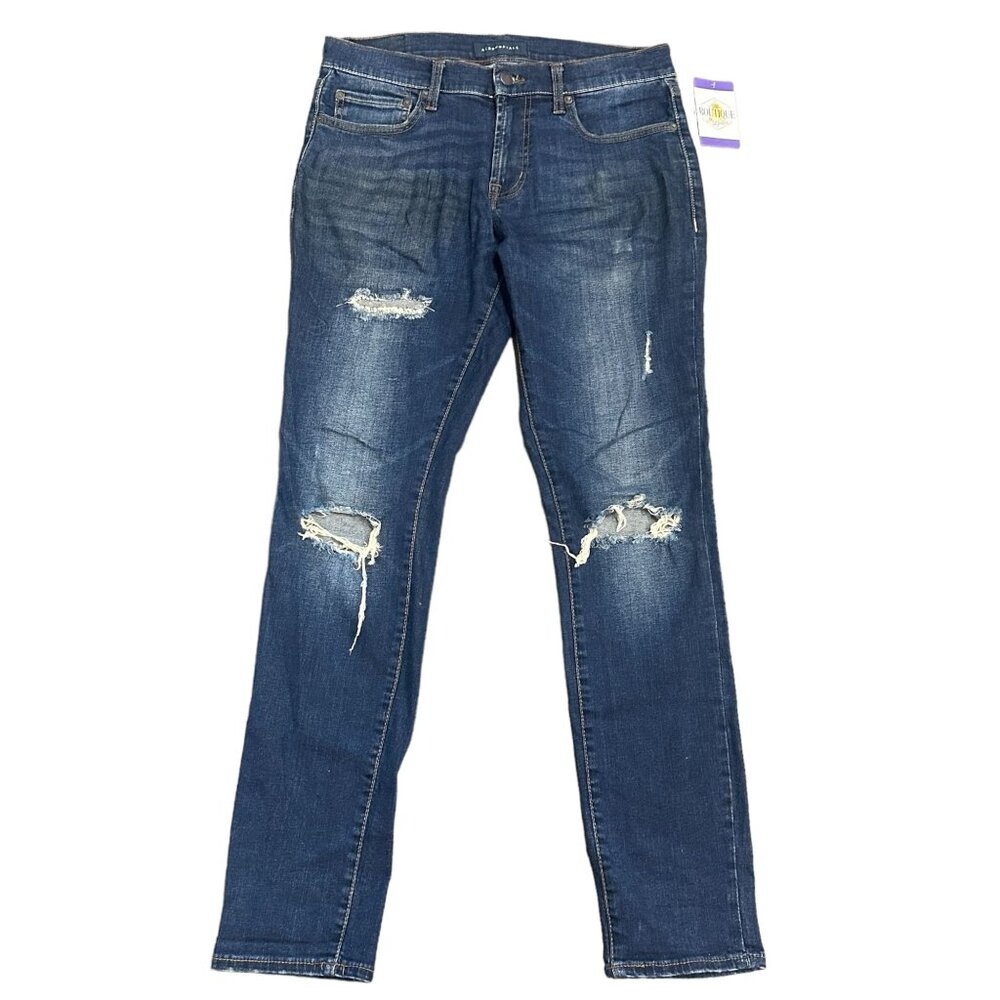 Aeropostale Mens 30X32 Dark Blue Skinny Jeans Distressed Stretch Tapered Skater